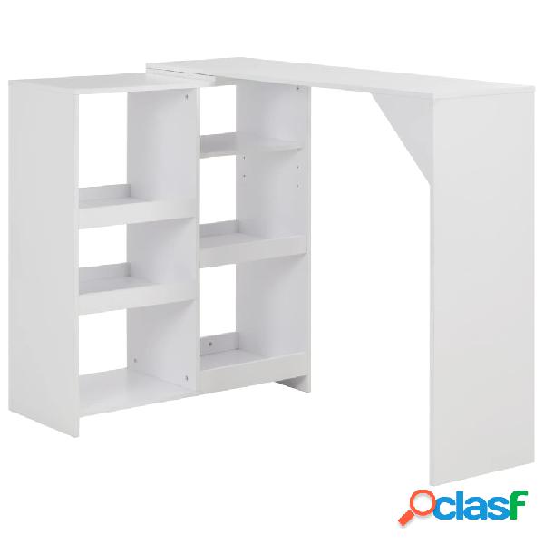 vidaXL Tavolo da Bar con Scaffale Mobile Bianco 138x39x110