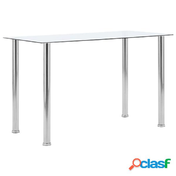 vidaXL Tavolo da Pranzo Trasparente 120x60x75cm Vetro