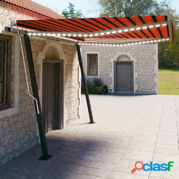 vidaXL Tenda da Sole Retrattile Manuale con LED 4x3 m