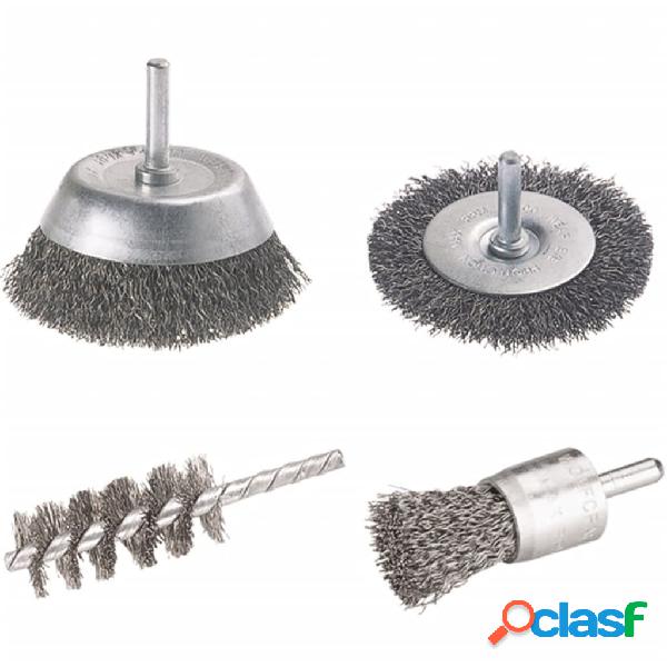 wolfcraft Set Spazzola Metallica con Supporto Rotondo per