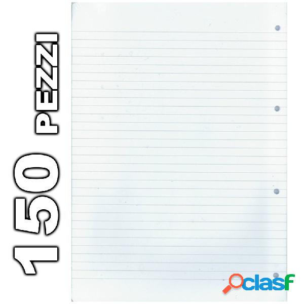 150 FOGLI FORATI PER QUADERNI ANELLI QUADERNO A4 A RIGHE 1R
