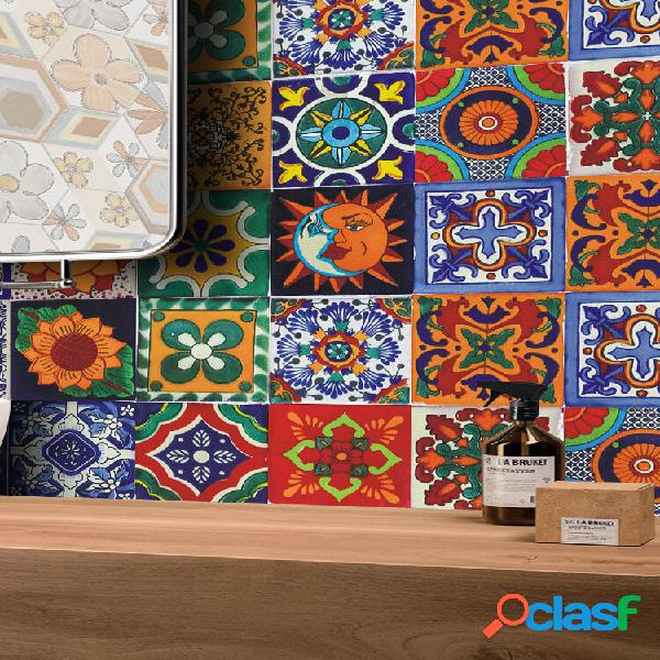 24Pcs Simulazione Adesivi per piastrelle a colori retrò