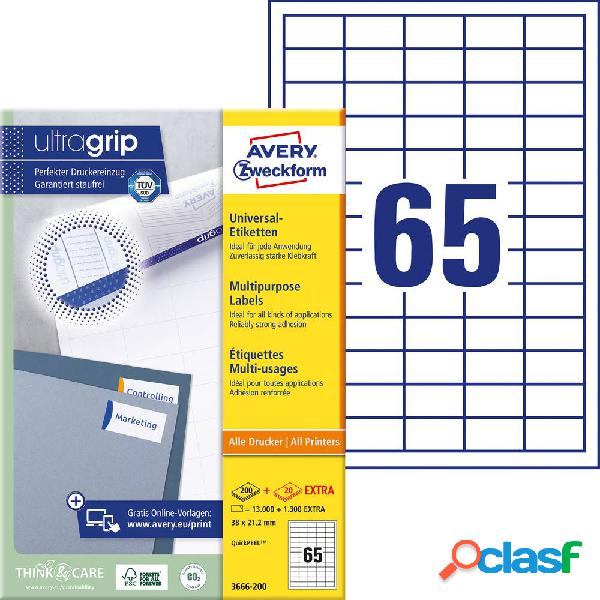 Avery-Zweckform 3666-200 Etichette 38 x 21.2 mm Carta Bianco