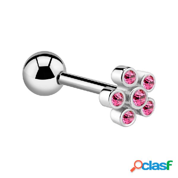 Barbell con accessorio fiore e brillantino Acciaio