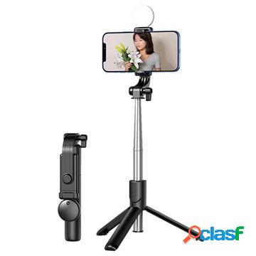 Bluetooth Selfie Stick e treppiede con luce KH1S - nero
