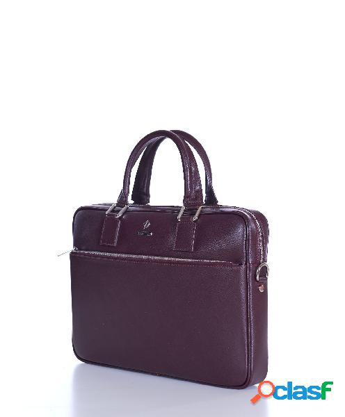Borsa Ventiquattrore In Pelle Di Vitello Bordeaux Saffiano
