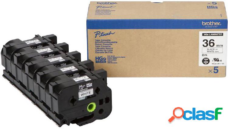 Brother HGe-261V5 Cassetta nastro Kit da 5 Colore Nastro: