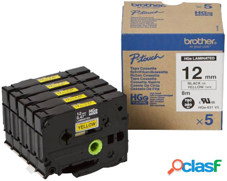 Brother HGe-631V5 Cassetta nastro Kit da 5 Colore Nastro: