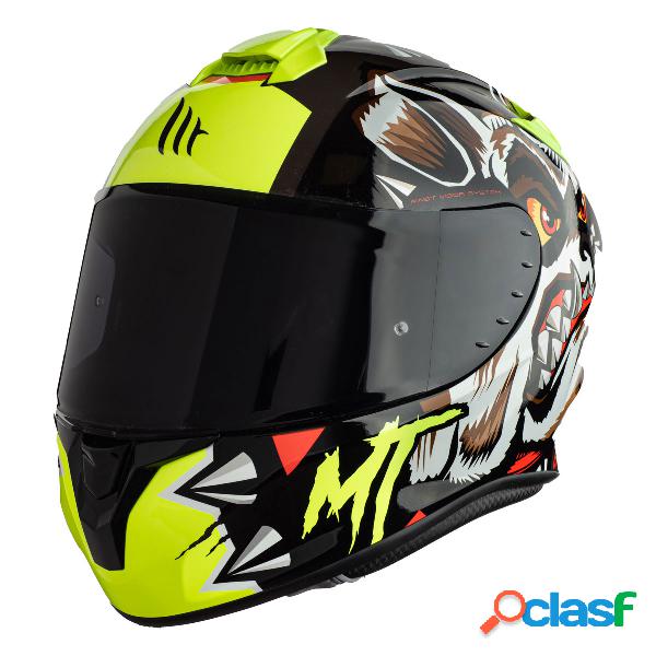 Casco integrale mt helmets targo crazydog g3 giallo lucido