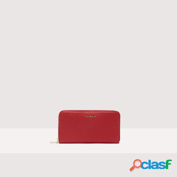 Coccinelle portafoglio metallic soft ruby