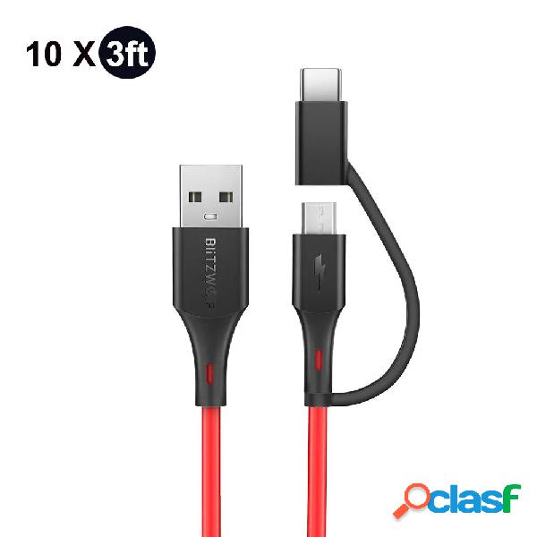 [Confezione da 10] BlitzWolf® BW-MT3 3A Cavo dati 2 in 1