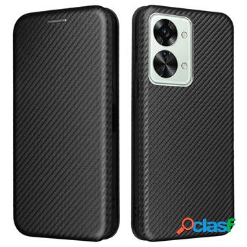 Custodia Flip OnePlus Nord 2T - Fibra di carbonio - Nera