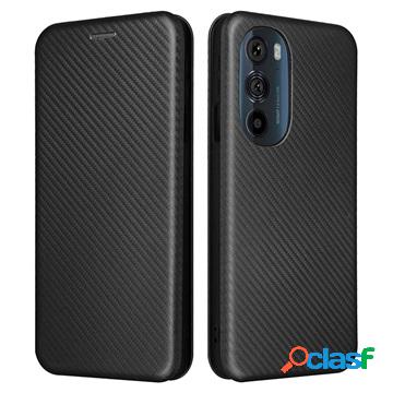 Custodia Flip per Motorola Edge X30 - Fibra di carbonio -