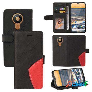 Custodia a portafoglio per Nokia 5.3 serie bicolore - nera