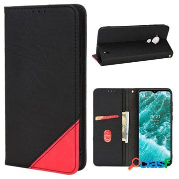 Custodia a portafoglio per Nokia C30 serie bicolore - nera