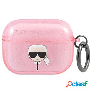 Custodia in TPU Karl Lagerfeld Glitter AirPods Pro - Rosa