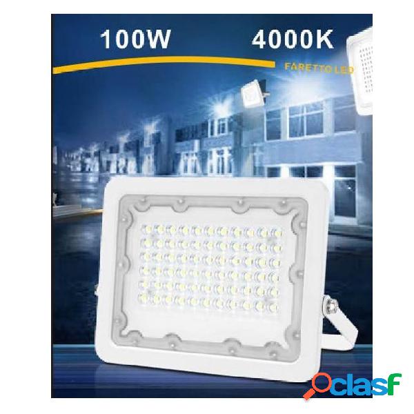 FARO LED 100 WATT ULTRA SLIM BIANCO ESTERNO IP65 LUCE FREDDA