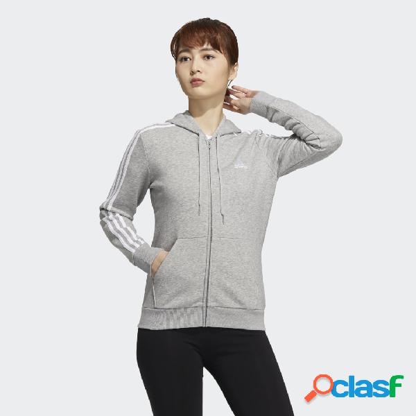 Felpa con cappuccio Essentials Fleece 3-Stripes Full-Zip
