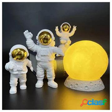 Figurine decorative di astronauta con lampada lunare - Oro /