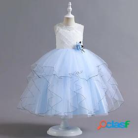 Kids Little Girls Dress Plaid Flower Wedding Birthday Tulle