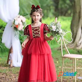 Kids Little Girls Dress Solid Colored Sequin Christmas Gifts