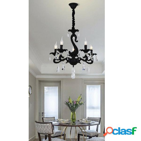 LAMPADARIO CLASSICO ATTACCO E14 5 BRACCI CON PENDENTI IN