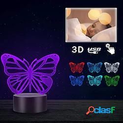 Lampada 3d farfalla miglior regalo per bambini luce notturna