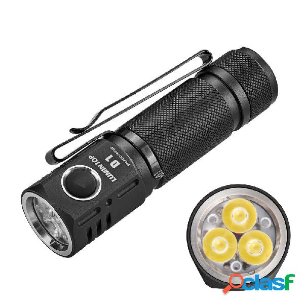 Lumintop D1 Triple LED 2000LM 180M TIR lente Torcia EDC a