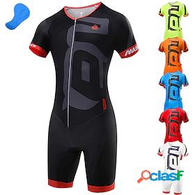 Malciklo Mens Short Sleeve Triathlon Tri Suit White Black