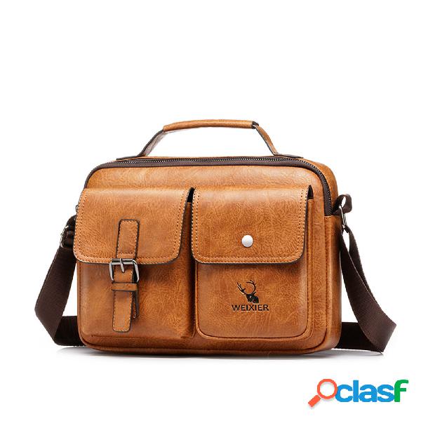 Menico Uomo Pelle Artificiale Vintage Casual Multi-scomparto