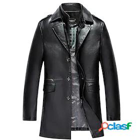 Mens Faux Leather Jacket Regular Coat Black Brown Daily Fall