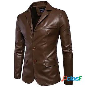 Mens Faux Leather Jacket Regular Coat Black Camel Daily Fall