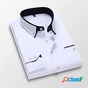 Men's Shirt Solid Colored non-printing Collar Button Down