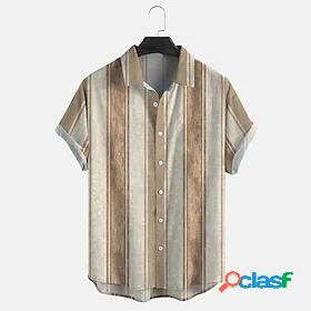 Men's Shirt Striped Graphic Patterned 3D Print Turndown