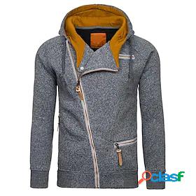 Men's Solid Color Zip Up Sweatshirt Hooded non-printing