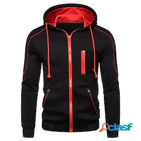 Men's Solid Colored Color Block Hoodie Zip Up Hoodie Daily