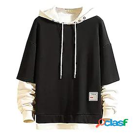 Mens Splicing Pullover Hoodie Sweatshirt Hooded Sports