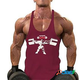Men's Tank Top Vest Shirt Letter Round Neck Sports Gym