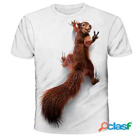 Mens Tee T shirt Graphic Squirrel Animal 3D Print Round Neck