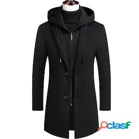 Mens Trench Coat Overcoat Quilted Pocket Regular Coat Navy