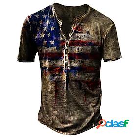 Mens Unisex Henley Shirt T shirt Tee Graphic Prints National