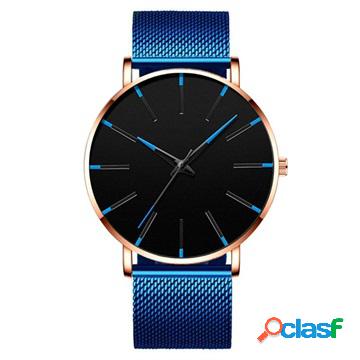 Orologio da polso da uomo ultra sottile Geneva - blu / oro