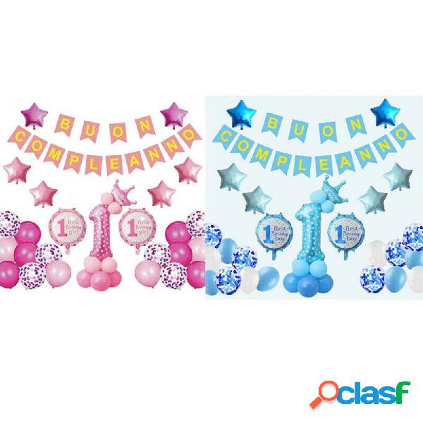PALLONCINI GONFIABILI FESTA BIMBO BIMBA 1 ANNO COMPLEANNO
