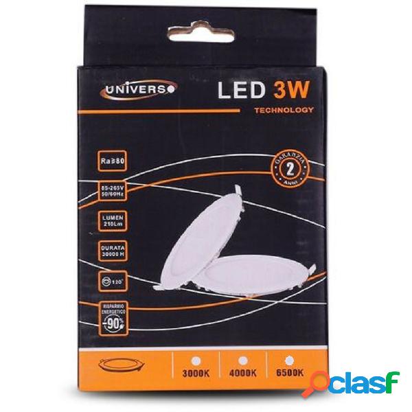 PANNELLO LED SLIM 3W INCASSO QUADRATO IN PVC BIANCO CALDO