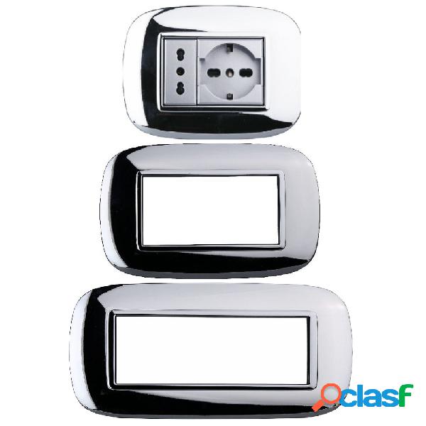 PLACCA OVAL 3 4 6 MODULI COLORE CROMO LUCIDO COMPATIBILE