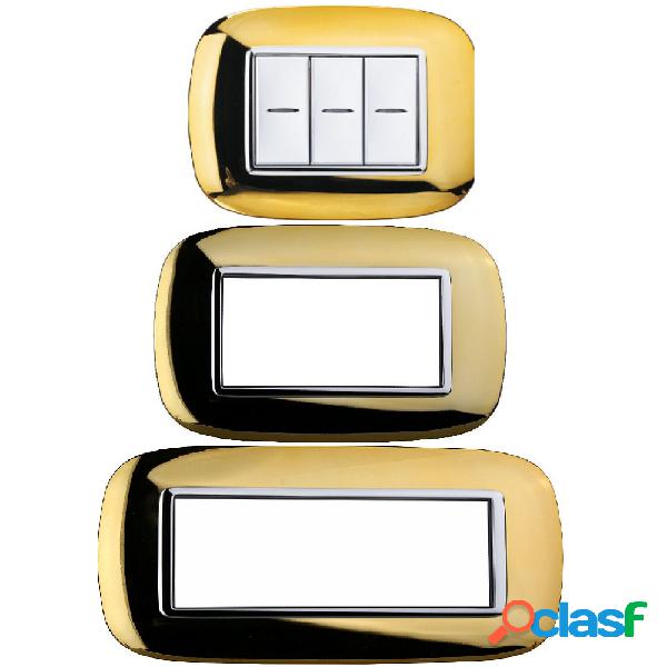 PLACCA OVAL 3 4 6 MODULI COLORE ORO LUCIDO COMPATIBILE
