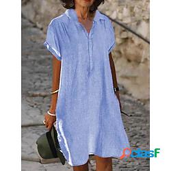 Per donna Abito a T shirt Mini abito corto Blu Grigio Beige