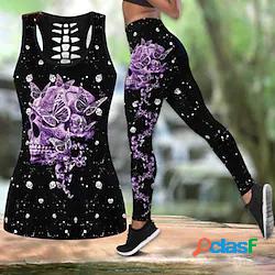 Per donna Set di yoga Set 3D 2 pezzi Tagliato Farfalla