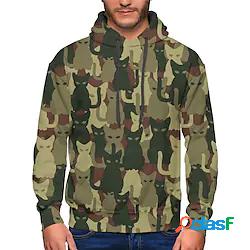 Per uomo Unisex Felpa con cappuccio pullover Gatto Stampe