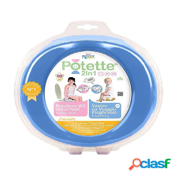 Potette 2 in 1, Vasino da Viaggio e Riduttore WC - Blu